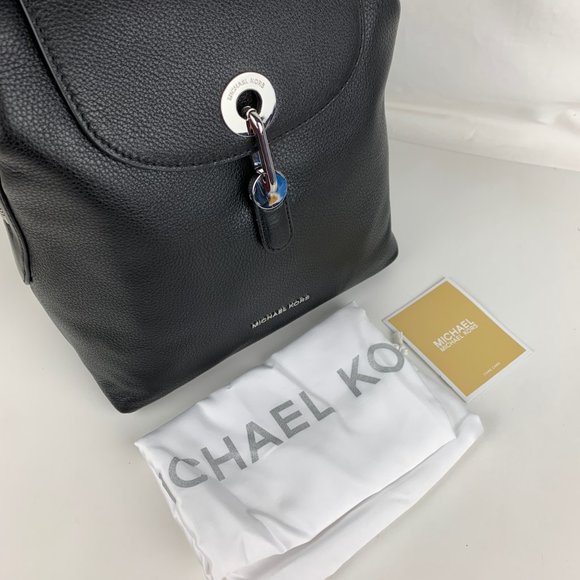 New Michael Kors Raven Leather Medium Backpack - Picture 4 of 9